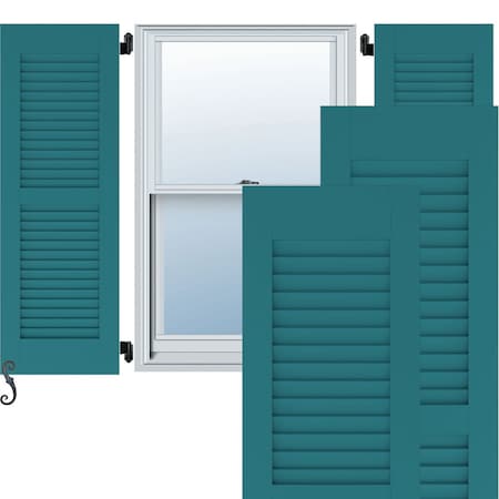 18W X 53H Americraft Two Equal Louver Exterior Real Wood Shutters, Antigua